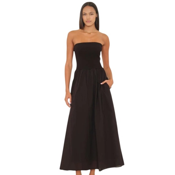 XiRENA Finnian Dress NWT Strapless Maxi Dress Poplin Skirt Black - Picture 12 of 14